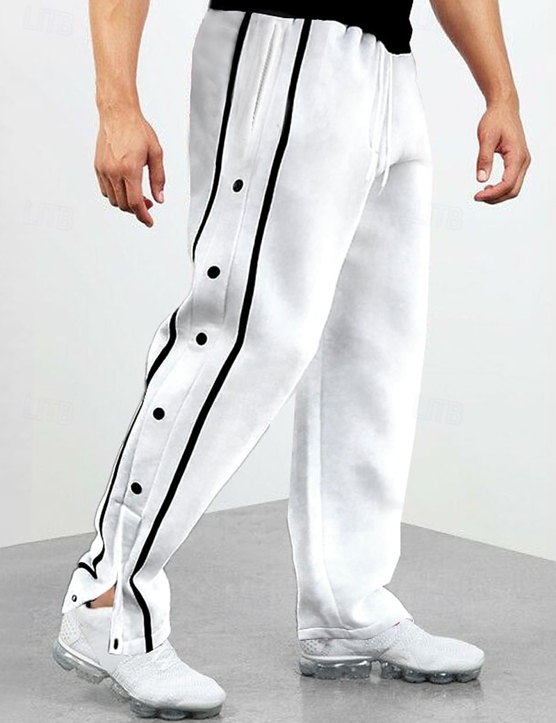 Herren Hosen abreißen Hose Hosen Jogginghose mit geradem Bein Tasche Kordelzug Elastische Taille Glatt Komfort Atmungsaktiv Outdoor Täglich Ausgehen Modisch Brautkleider schlicht Schwarz Weiß 2025 - $25.99 –P6
