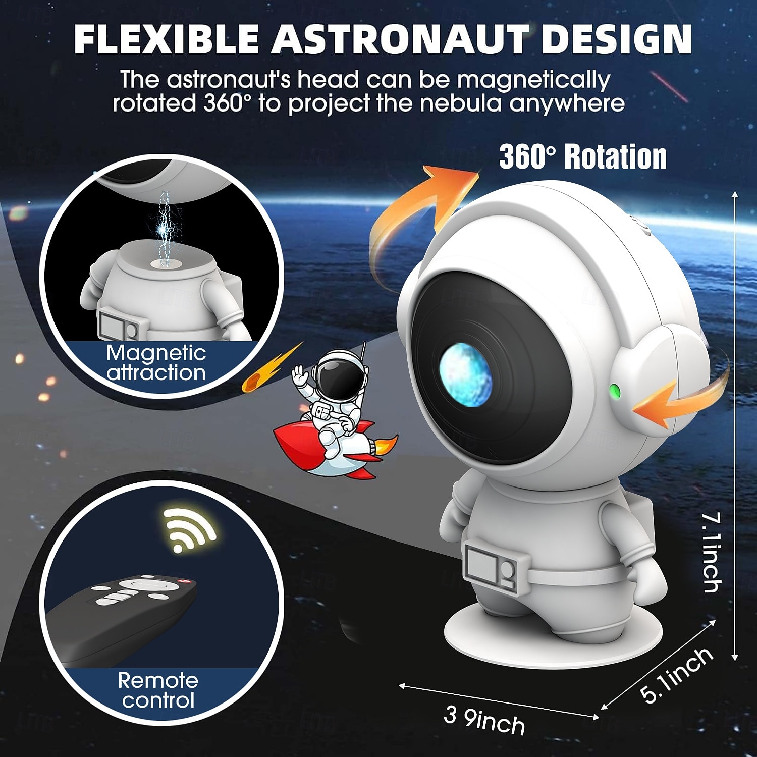2025年 LEDスマートライト アストロノート星空プロジェクションランプ、星のレーザープロジェクターリモコン付き、夢のような雰囲気を作るための完璧なギフト、アストロノートテーマのデコレーション  コレクション – $29.99 –P1