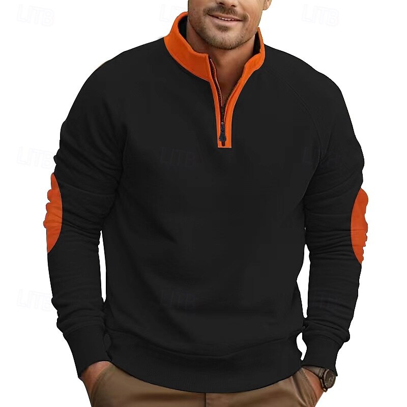 Men's Sweatshirt Quarter Zip Sweatshirt Black Navy Blue Khaki Light Grey Dark Gray Half Zip Plain Color Block Quarter Zip Daily Holiday Going out Streetwear Casual Fall Winter Clothing Apparel Hoodies 2025 - $28.99 –P4