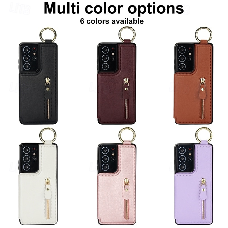Phone Case For S24 S24 Ultra Plus S23 S22 S21 S20 Ultra Plus FE A55 5G A14 A54 A72 A73 A53 A70S Back Cover with Stand Holder Zipper Card Slot Retro TPU PU Leather 2025 - $22.99 –P1