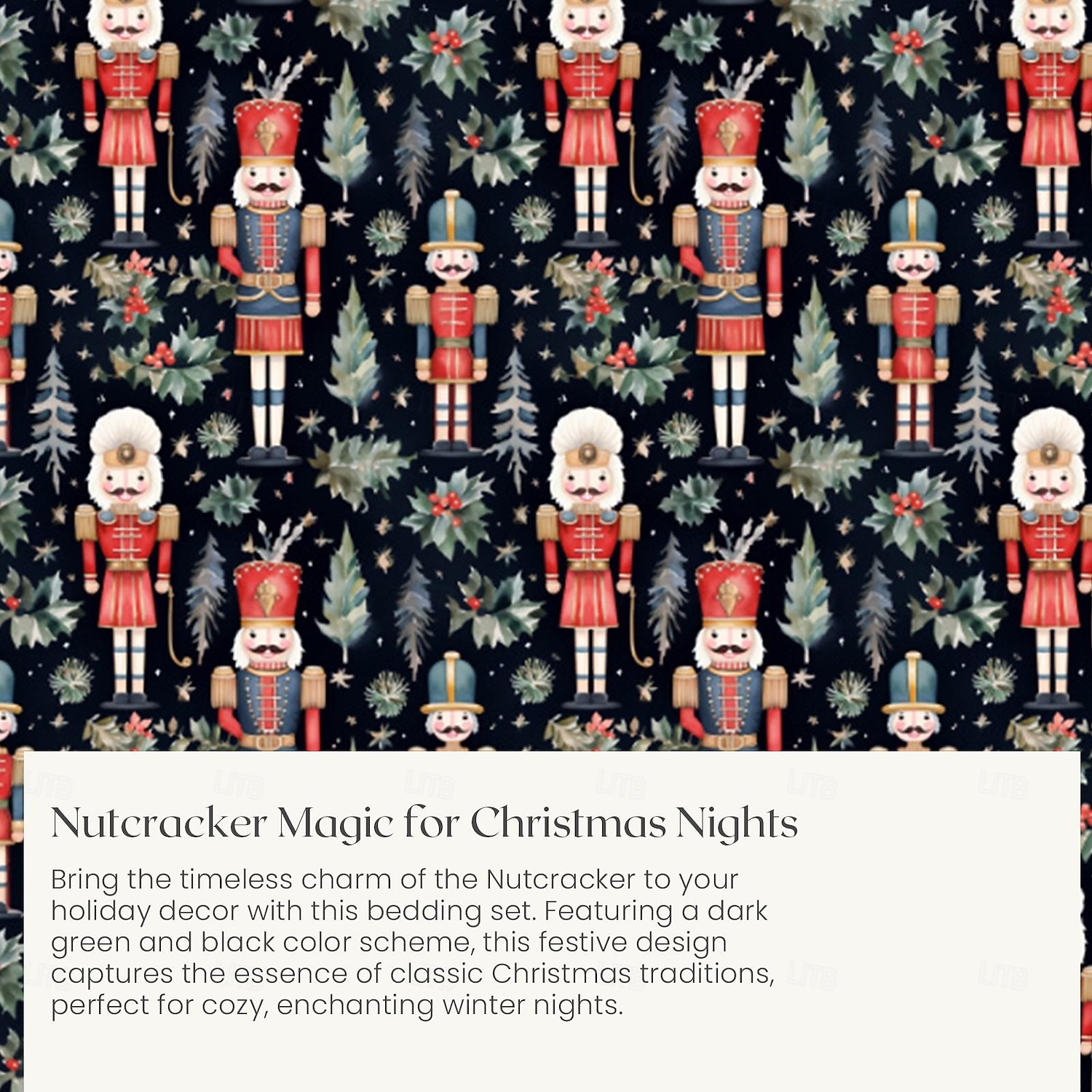 jouluinen pussilakasetti pähkinänsärkijäsuunnittelulla 100 % puuvillaa juhlavaan vuodevaatteet sisältää pussilakanan ja tyynyliinat mukavat ja tyylikkäät sesongin makuuhuoneen sisustukseen queen king 2025 - $71.99 –P4