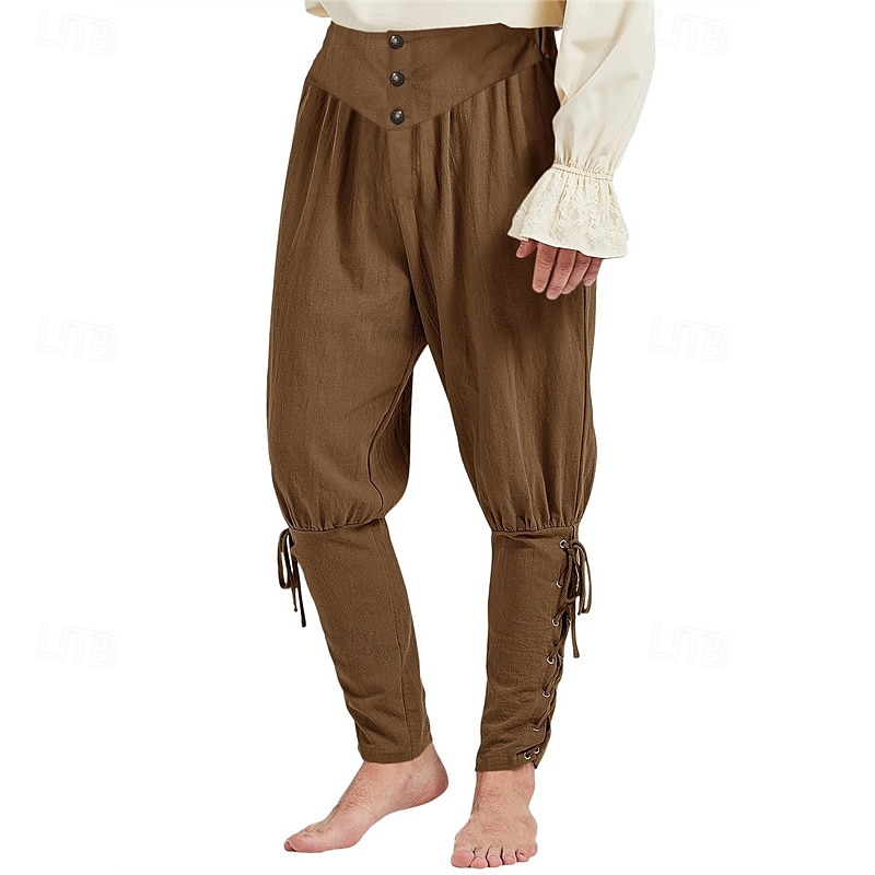 Herr Bomullsbyxor Avsmalnande byxor Långbyxor Casual byxor Ficka Snörning Slät Komfort Andningsfunktion Fest Scen Helgdag Hawaiisk Boho ArmyGreen Svart 2025 - $32.99 –P8