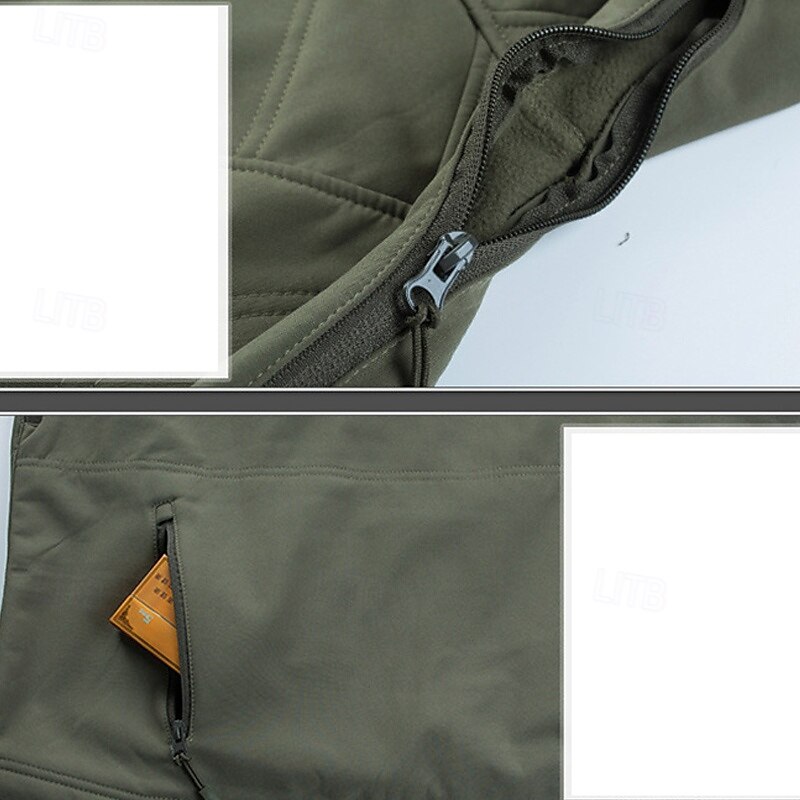 Herren Outdoorjacke Soft Shell Jacke Wanderjacke Winter Draussen Patchwork warm Fleece-Futter Wasserdicht Windundurchlässig Vliesjacken Warme taktische Jacke Voller Reißverschluss Klettern Camping 2025 - $56.99 –P3