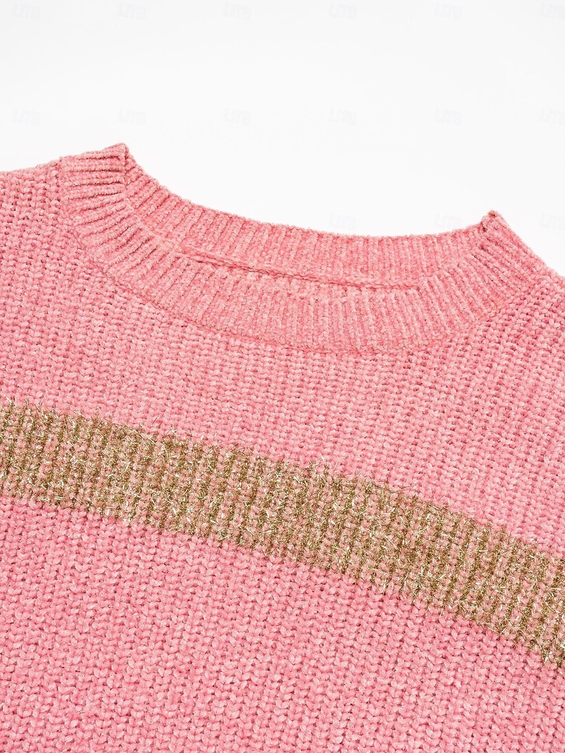 Per donna Felpa Girocollo A coste Maglia Ciniglia Manica normale Autunno inverno Informale Maglia Manica lunga Banda Rosa Rosso S M L del 2025 a $69.99 -P16
