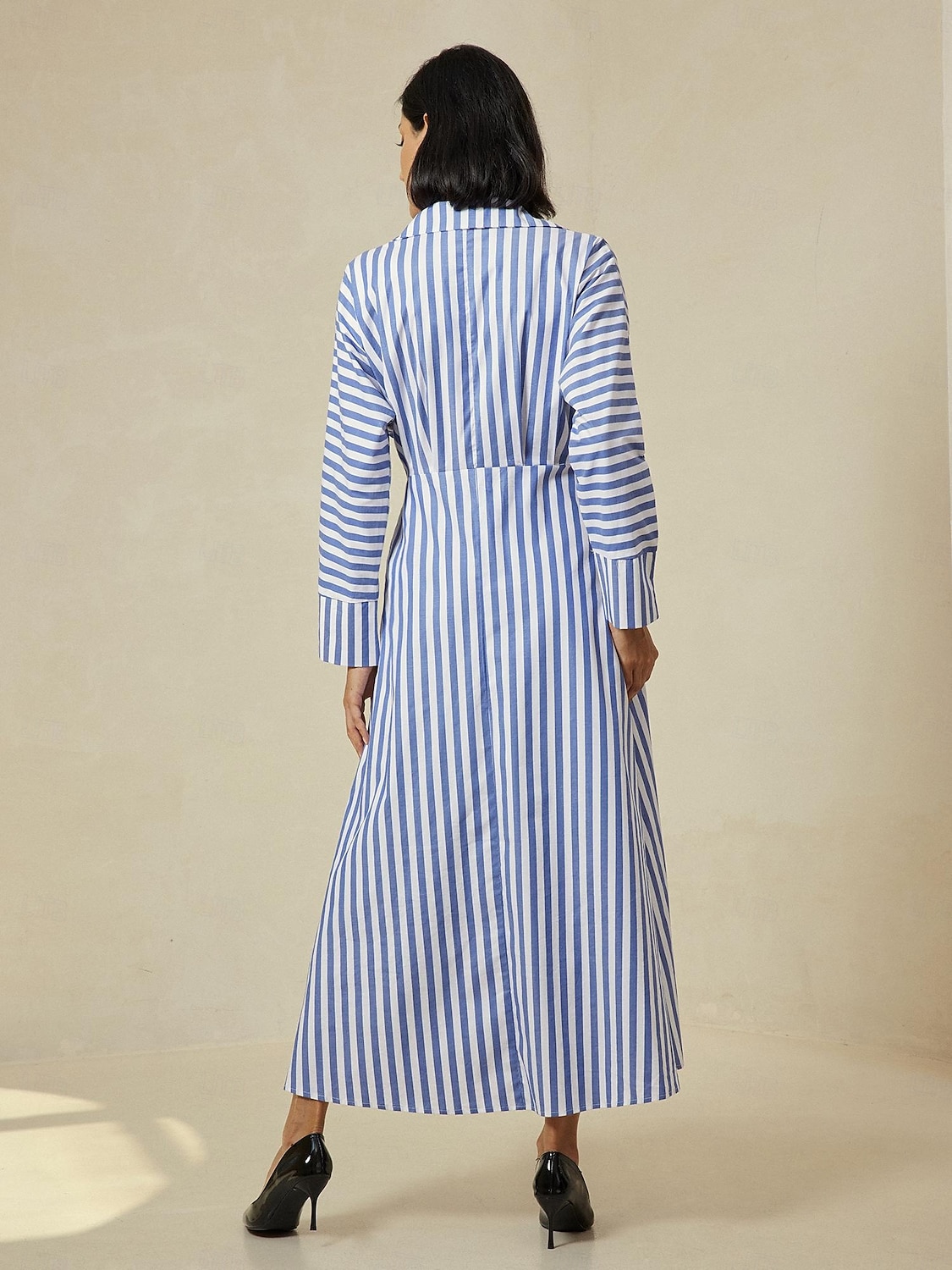 Cotton Stripe Button Up Maxi Shirt Dress 2025 - $73.99 –P3