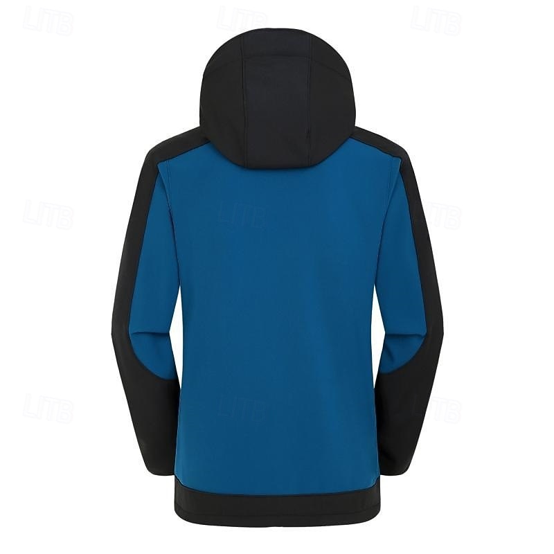 Herren Softshelljacke Wanderjacke Draussen Farbblock Wasserdicht Winddicht Windjacke Reisen Schwarz Rot Marinenblau Königsblau Grau 2025 - $63.99 –P2
