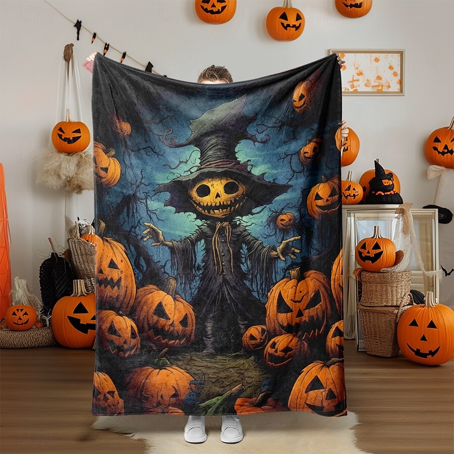 cobertor com tema de halloween com personagens e abóboras aconchegante e assustador de 2025 por $27.99 –P2