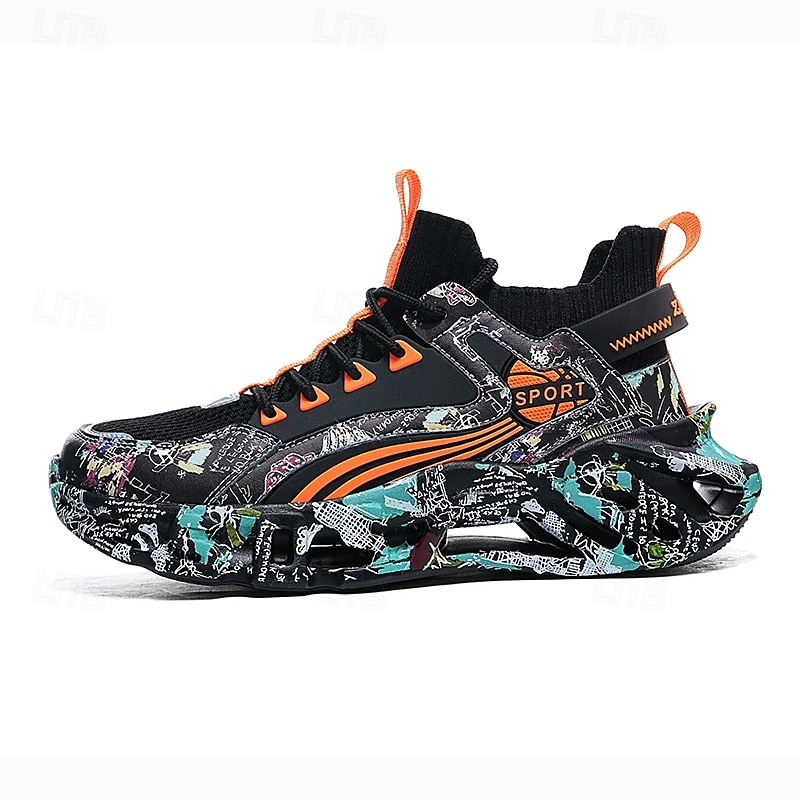 sneakers alte da uomo con motivo graffiti – scarpe sportive streetwear colorate con chiusura con lacci, tomaia in mesh traspirante per abbigliamento casual e sportivo del 2026 a $64.99 –P11