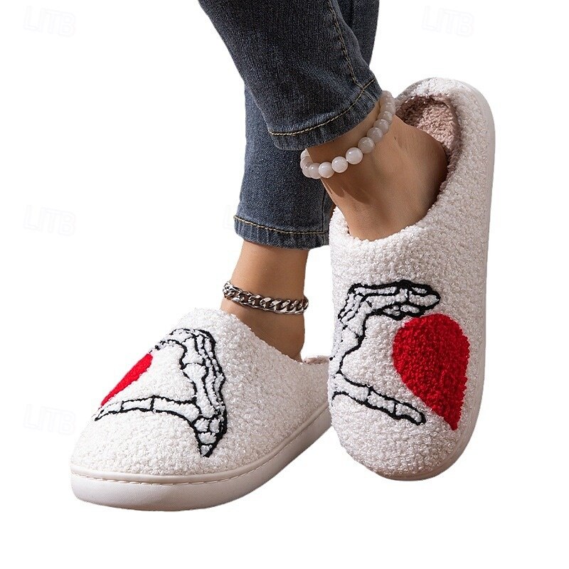 pantofole di cotone con design a forma di amore pantofole nere in peluche a forma di mano da cartone animato per uomo&amp;scarpe da interno in velluto più spesse per le donne del 2025 a $16.99 –P4