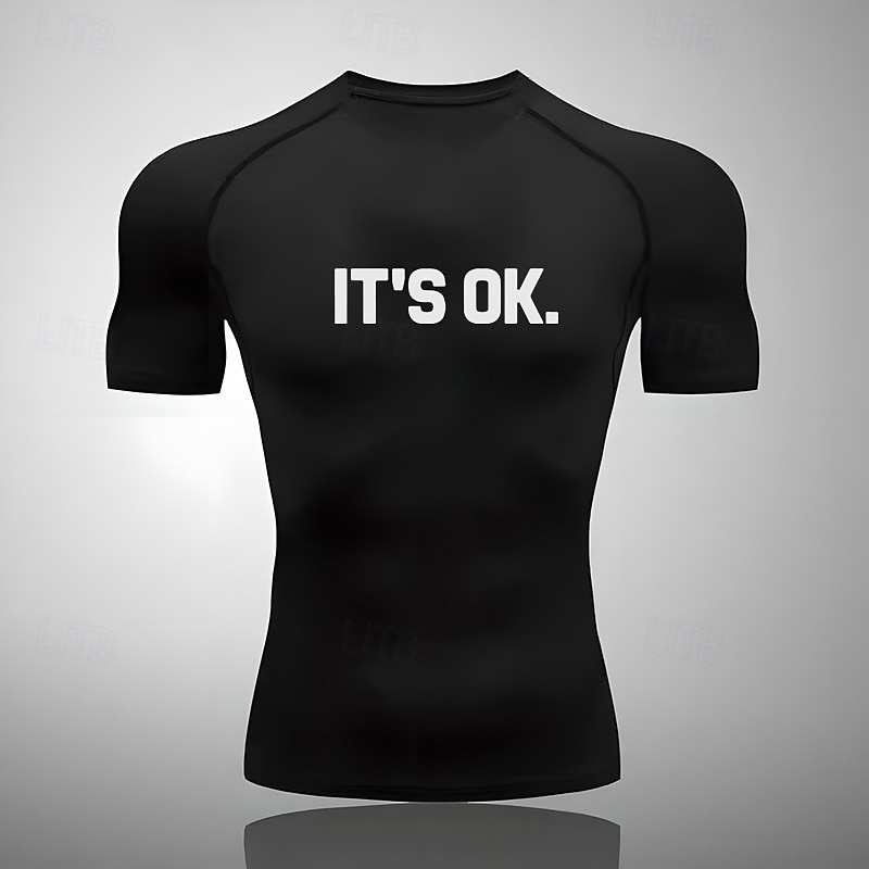 Men's Compression Shirt Athletic Shirt Gym Shirt Fitness Shirt Short Sleeve Tee Tshirt Casual Athleisure Breathable Quick Dry Soft Gym Workout Running Walking Sportswear Activewear Black White Red 2025 - $15.49 –P8