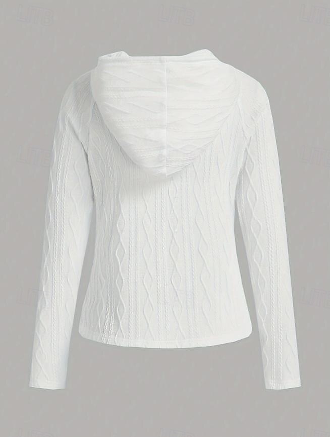 sweat à capuche femme élégant mode uni travail quotidien décontracté à capuche manches longues noir blanc automne hiver de 2025 ? $29.99 –P3