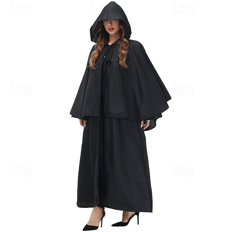 Retro vintage Middeleeuws Renaissance Kaap kapmantel Heks Pest dokter Tovenaar Dames Fantasie Walpurgisnacht Halloween Carnaval Feest LARP Ren Faire Volwassenen Mantel 2025 - $32.99 –P4