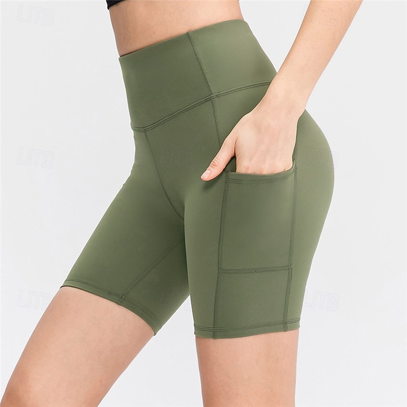 Femmes Shorts de gym Shorts de yoga Shorts d'entraînement avec Poche Téléphone Taille haute Pilates Entraînement en salle Entraînement Shorts Graphique Gris foncé Noir Vert foncé Spandex Des sports de 2026 ? $18.99 –P2