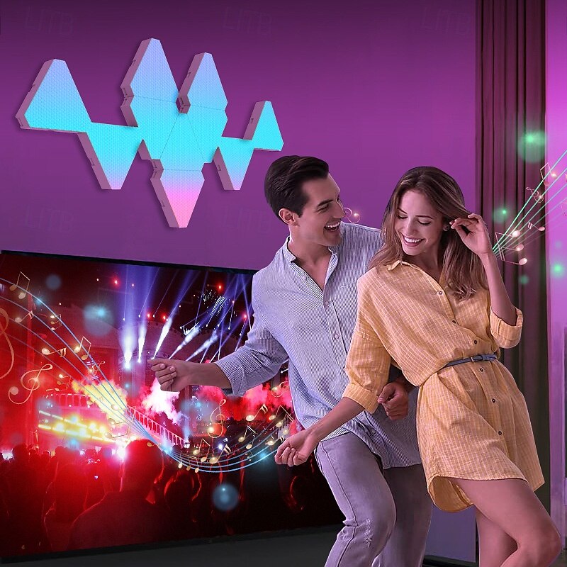 LED Smart Light Triangle Wall Panel Light RGB Color Rhythm App Controlled Gaming Tuya Wifi Bluetooth Remote Control Plate Quantum Lamp E-sports Intelligent Voice Controlled 2025 - $37.99 –P2