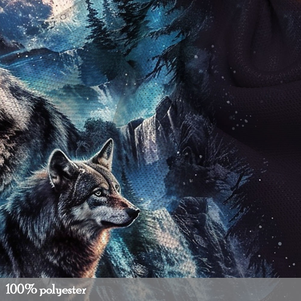 Hombre Lobo Sudadera Sudaderas Sudadera Manga Larga Sudadera con capucha Con Capucha Moda Impresión 3D Festivos Viaje Azul Piscina Cremallera Bolsillo Correa Otoño Invierno Diseñador 2025 - $30.99 –P4
