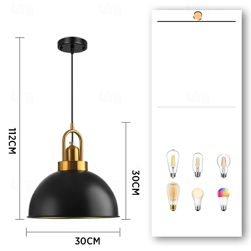 LED-Pendelleuchte 30 cm 1-flammig E26/E27 industrieller minimalistischer Stil dekorative Pendelleuchte Einzeldesign Metall-Hängelampenschirm Schlafzimmer Konferenzraum Bar Deckenbeleuchtung 110-240 V 2025 - $109.99 –P4