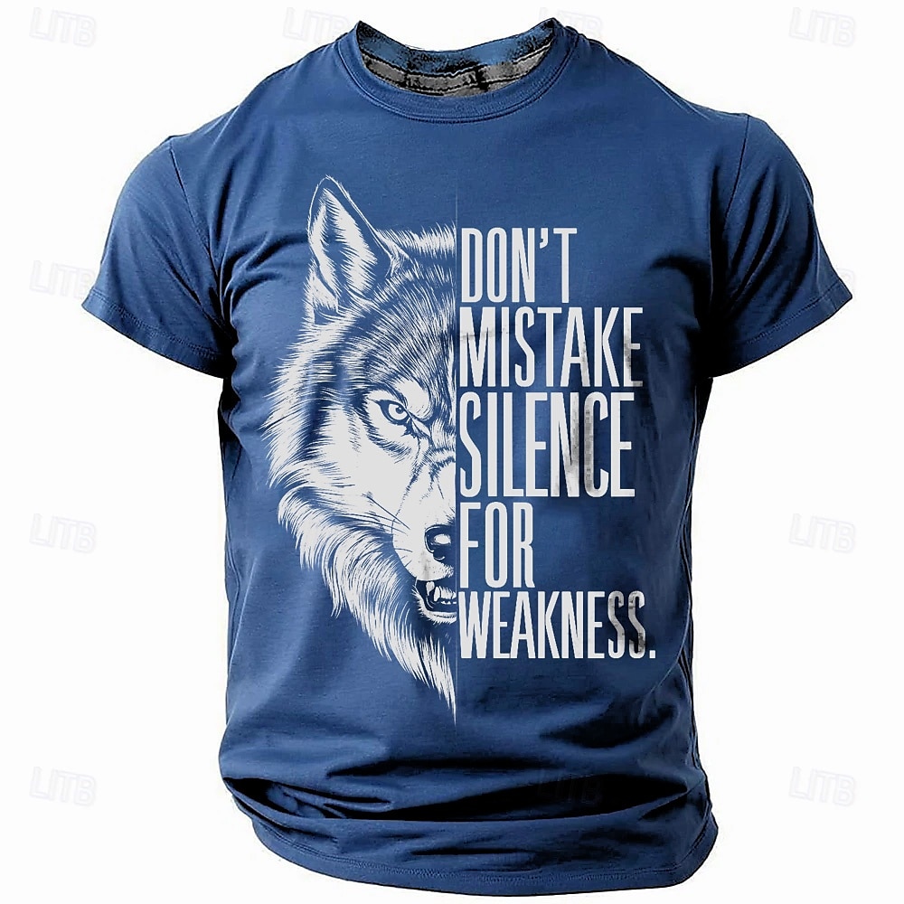 Herren Wolf T Shirt Kurzarm T-Shirt 3D-Druck Rundhalsausschnitt Hemd Retro Vintage Brautkleider schlicht Streetstyle Sports Outdoor Festtage Ausgehen Schwarz Rote Blau Frühling Sommer Bekleidung S M 2025 - $17.99 –P1