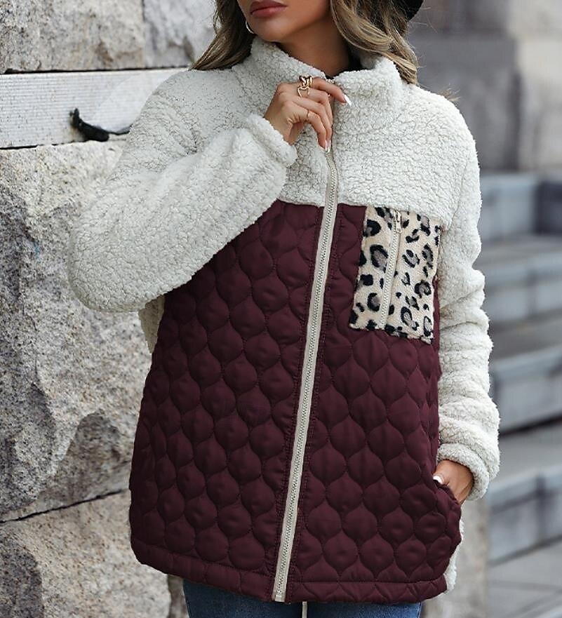 Mulheres Casaco impermeável Para Noite Outono Inverno Longo Casaco Normal Manter Quente Respirável à moda Casual Casaco Manga Longa Leopardo Corte Justo Vinho Verde Tropa Café de 2025 por $36.99 –P6