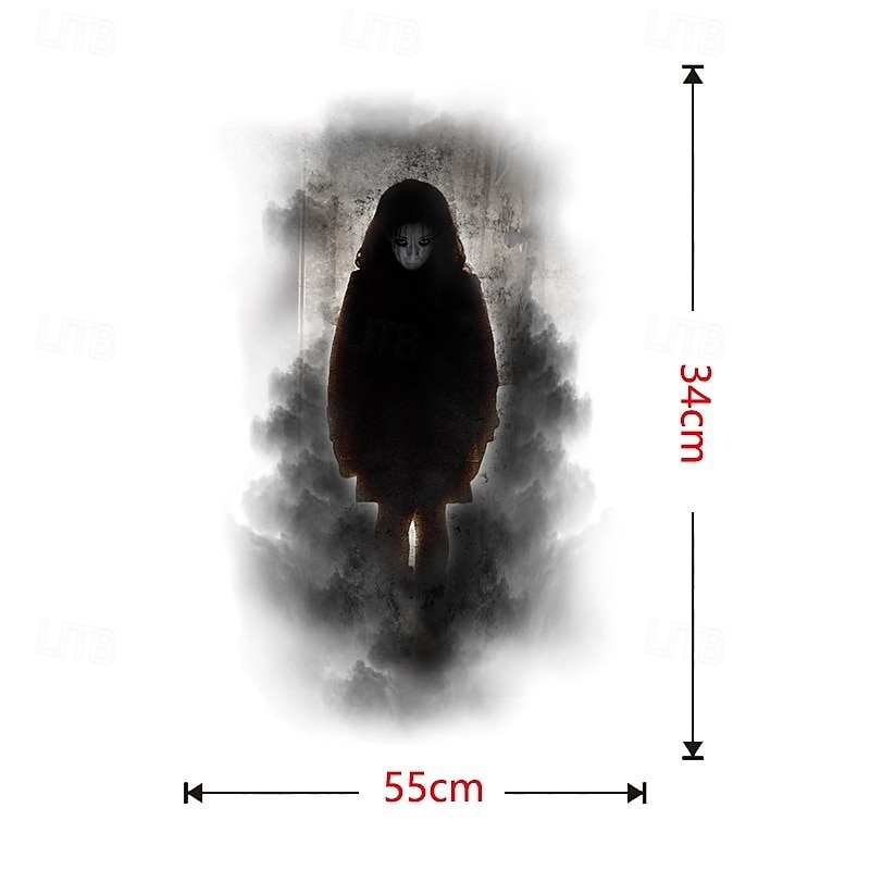 halloween samolepky na zeď - samolepicí skleněné dekorace na okna s rukama duchů, ženským duchem, krvavými otisky rukou a stopami 2025 - $9.49 –P10