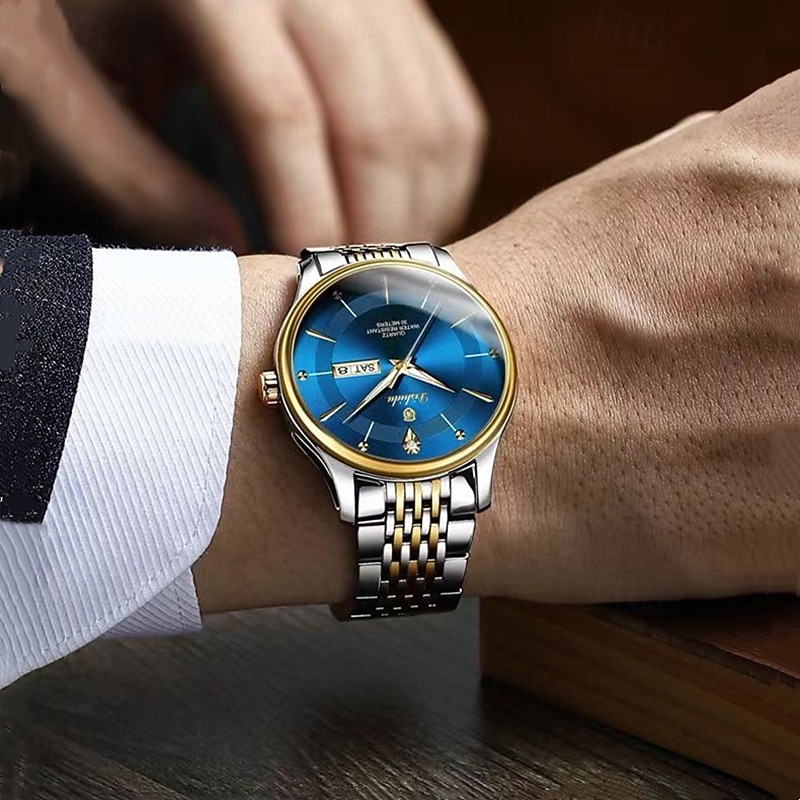 noua tendință de modă pentru bărbați cu calendar dublu ceas cu quartz luminos, simplu, versatil, timp liber, călătorie, sport, ceas pentru bărbați 2025 - $22.99 –P8