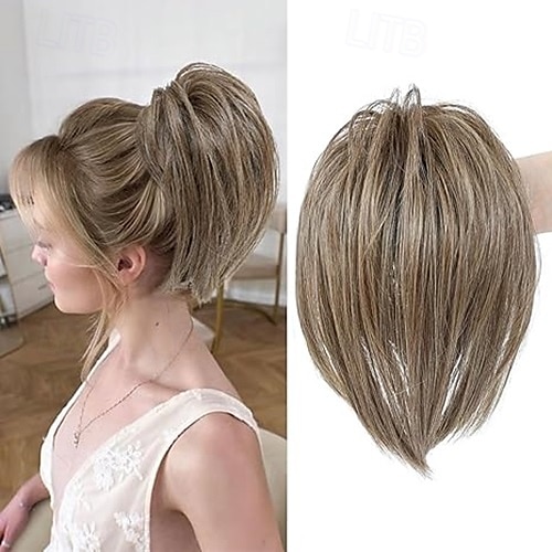 Cordon Queue-de-cheval Doux / Naturel / Faciliter l'habillage Cheveux Synthétiques Pièce de cheveux Extension des cheveux Droit Court Soirée / Fête / Soirée / du quotidien de 2025 ? $11.49 –P4