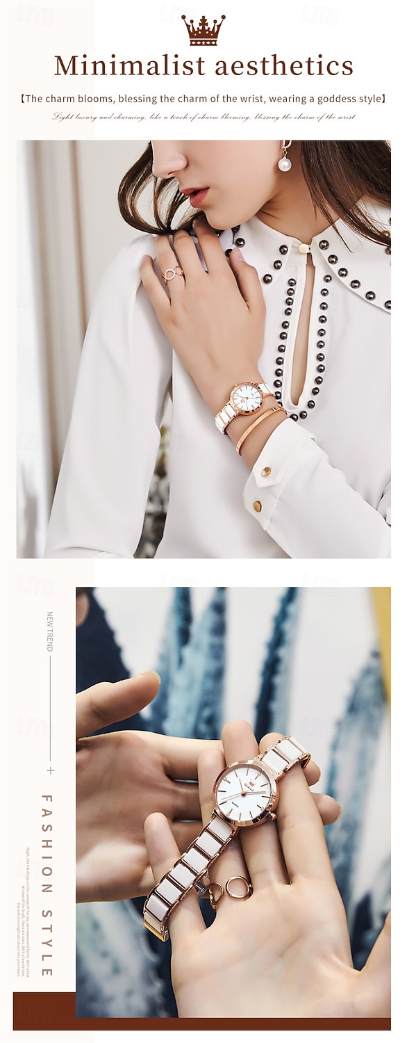 New Olevs Olevs Brand Fashion Trend Ceramic Strap Mother's Day Gift for Women'S Watches Simple Waterproof Life Travel Leisure Sports Diamonds Wristwatch 2026 - $34.99 –P6