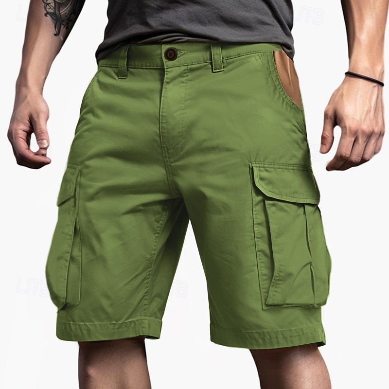 Męskie Spodenki cargo Szorty Guziki Multi Pocket Równina Zdatny do noszenia Krótki Na zewnątrz Codzienny Kemping i wycieczki Moda Klasyczny Zieleń wojskowa Zielony 2025 - $13.99 –P3