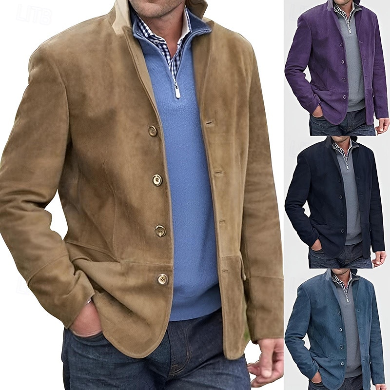 Per uomo Giacca invernale Giacca sportiva Giornaliero Da mare Tenere al caldo Tasche Autunno inverno Liscio Vintage Di tendenza Bavero Standard Blu Marrone Blu scuro Grigio scuro Giacca del 2026 a $56.99 –P1