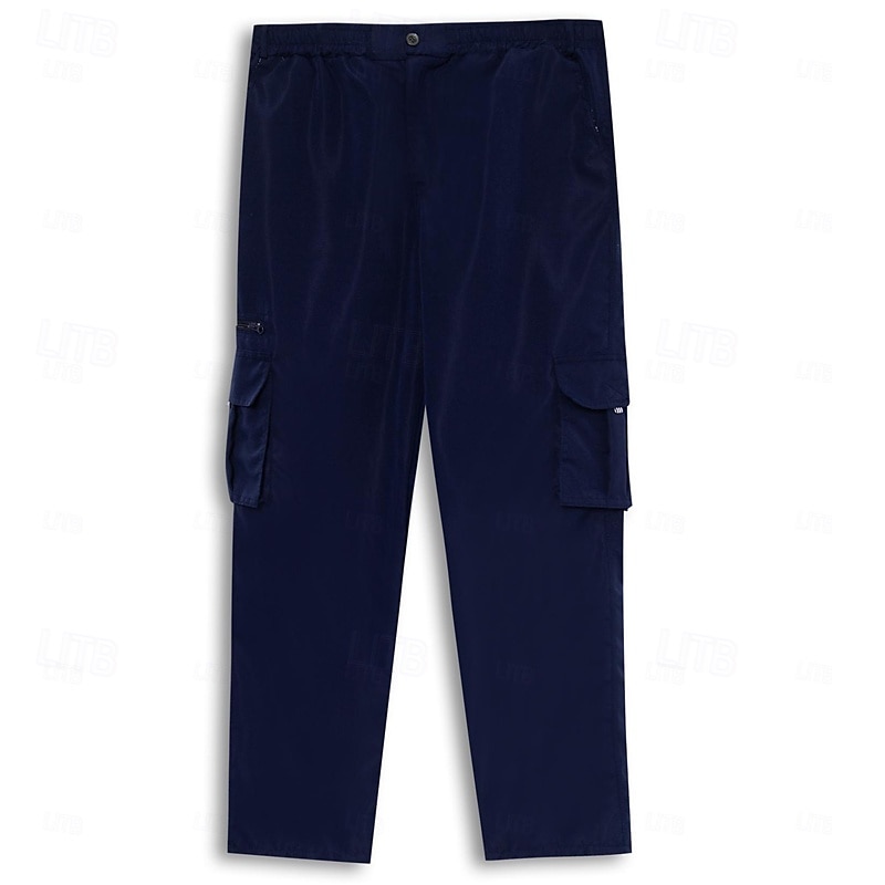 Voor heren Cargohosen Broek Elastische taille Zak met rits Recht been Effen Comfort Zacht Volledige lengte Buiten Dagelijks Uitgaan Modieus Streetwear Zwart blauw 2025 - $23.99 –P5