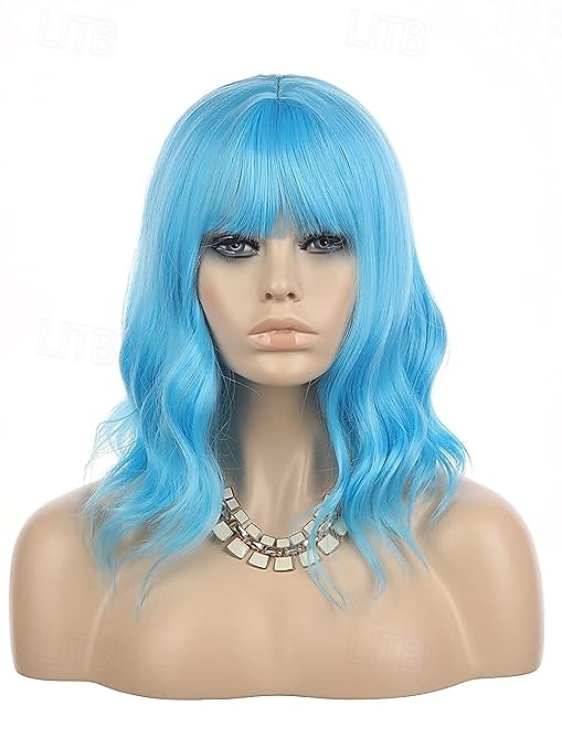 perruque courte colorée bouclée ondulée synthétique bob perruques avec frange aérienne perruques naturelles pour femmes de 2025 ? $18.99 –P5