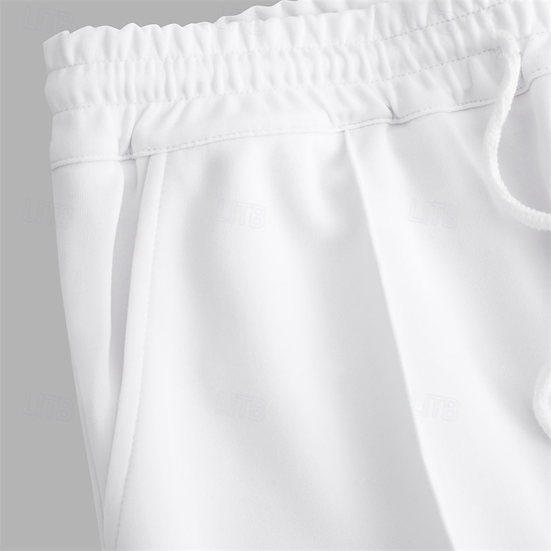 Муж. Штаны Бегун Брюки со складками Кулиска Эластичная талия Полотняное плетение Комфорт Дышащий Повседневные Праздники Спорт Мода Черный Белый 2026 - $20.99 –P4