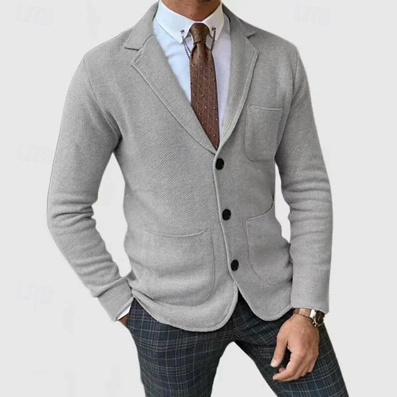 Herren Leichte Jacke Freizeitjacke Blazer Sakko Täglich Urlaub Weich Tasche Herbst Winter Glatt Modisch Klassisch Kargen Standard Schwarz Blau Khaki Hellgrau Armeegrün Jacken 2025 - $43.99 –P2