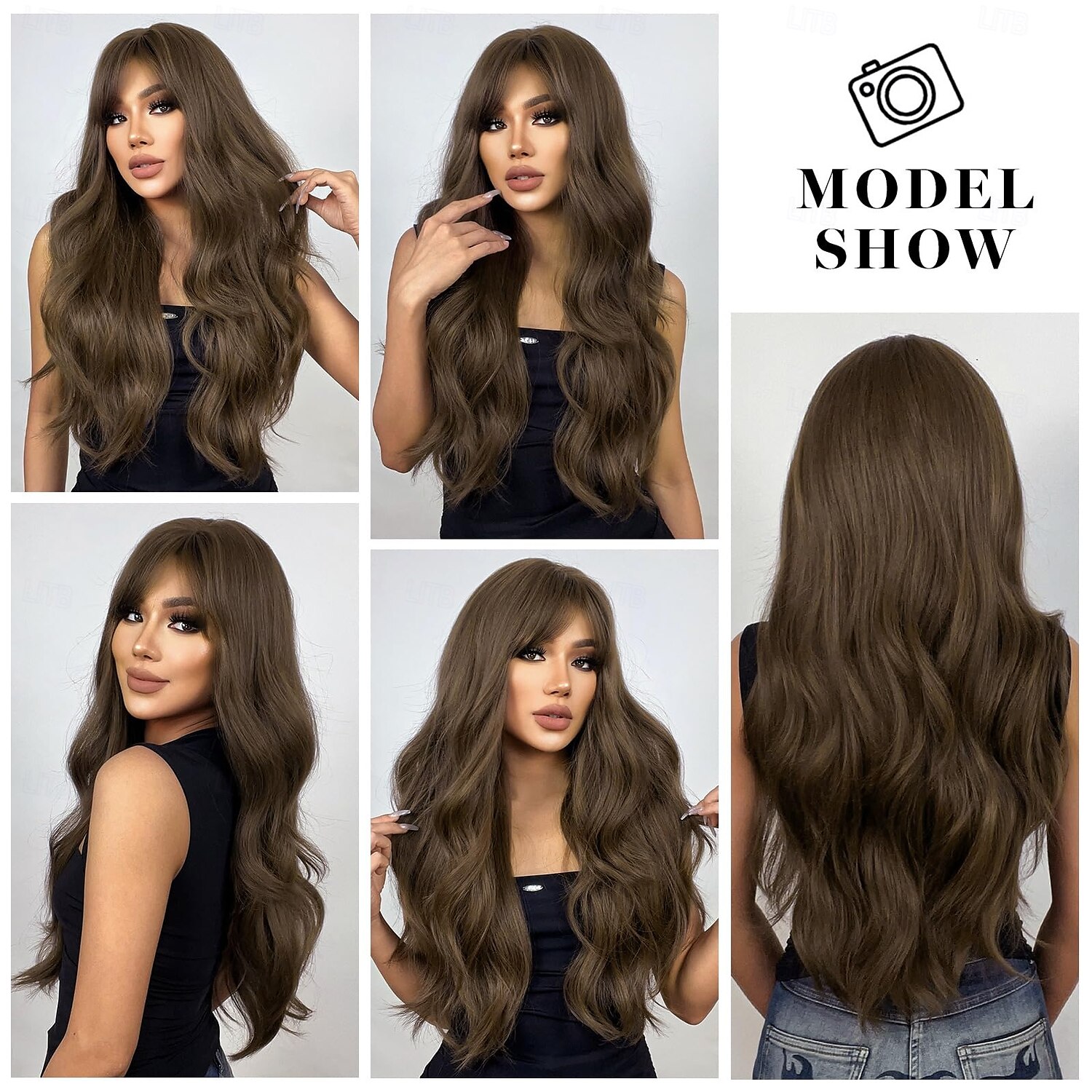 Long Wig with Bangs Wavy Wigs for Women Synthetic Hair Wig for Daily Party Use 2025 - $19.99 –P9