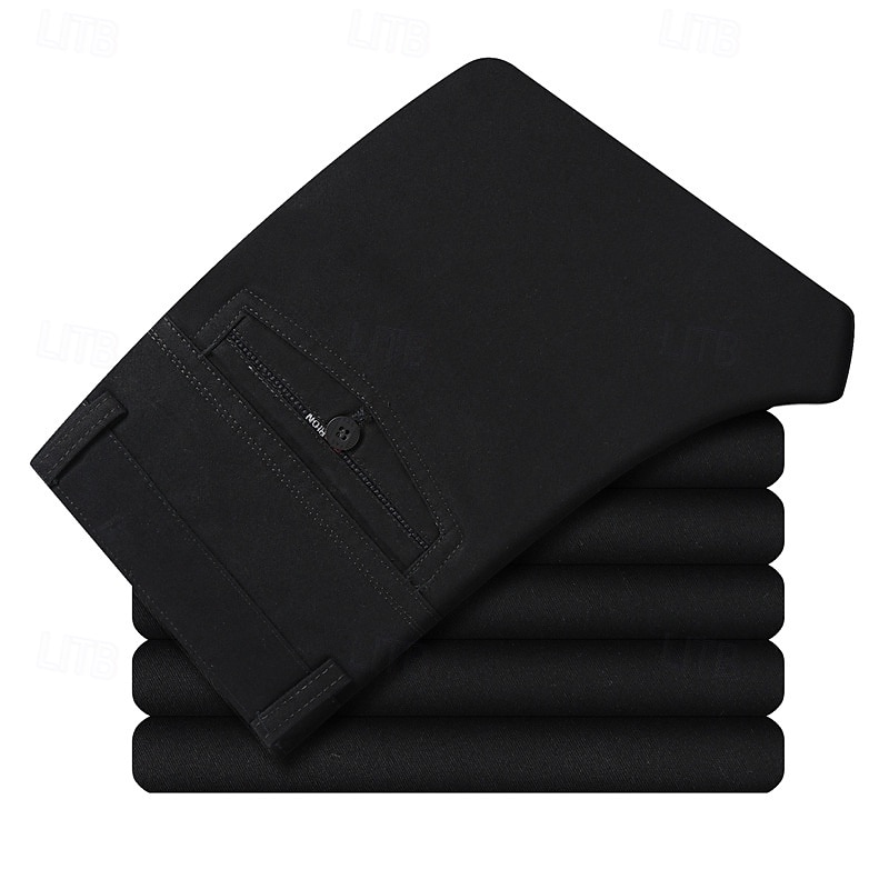 Per uomo pantaloni della tuta Pantaloni Chino Bottoni Tasche Gamba dritta Liscio Comfort Formale Feste Ufficio Di tendenza Classico Nero Verde scuro Media elasticità del 2025 a $18.99 –P6