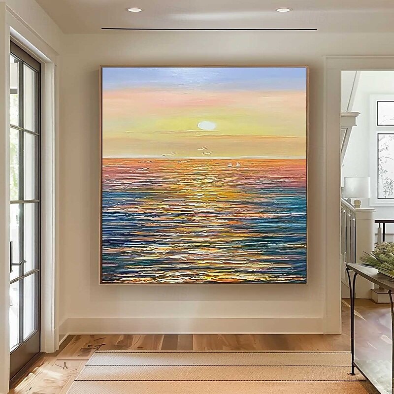 olieverfschilderij handgeschilderd abstract zeegezicht schilderijen op canvas handgemaakt rijk getextureerd oceaan schilderij moderne wandkunst handgeschilderd kunstwerk landschap schilderij voor 2025 - $108.99 –P5