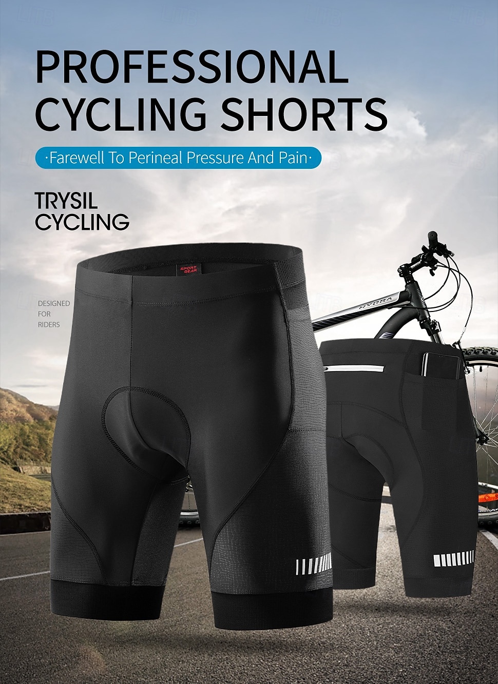 Men's Cycling Pants Cycling Shorts Bike Padded Shorts / Chamois Race Fit Sports Breathable Quick Dry Moisture Permeability Black Elastane Clothing Apparel Bike Wear 2025 - $33.99 –P1