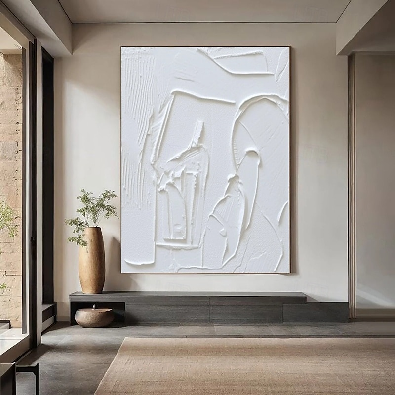 3D White oil painting Hand-Painted Thick Texture Oil Painting handpainted Beige White Painting On Canvas Abstract 3D white Textured oil painting Wall Art painting for Living Room bedroom decoration 2025 - $125.99 –P6
