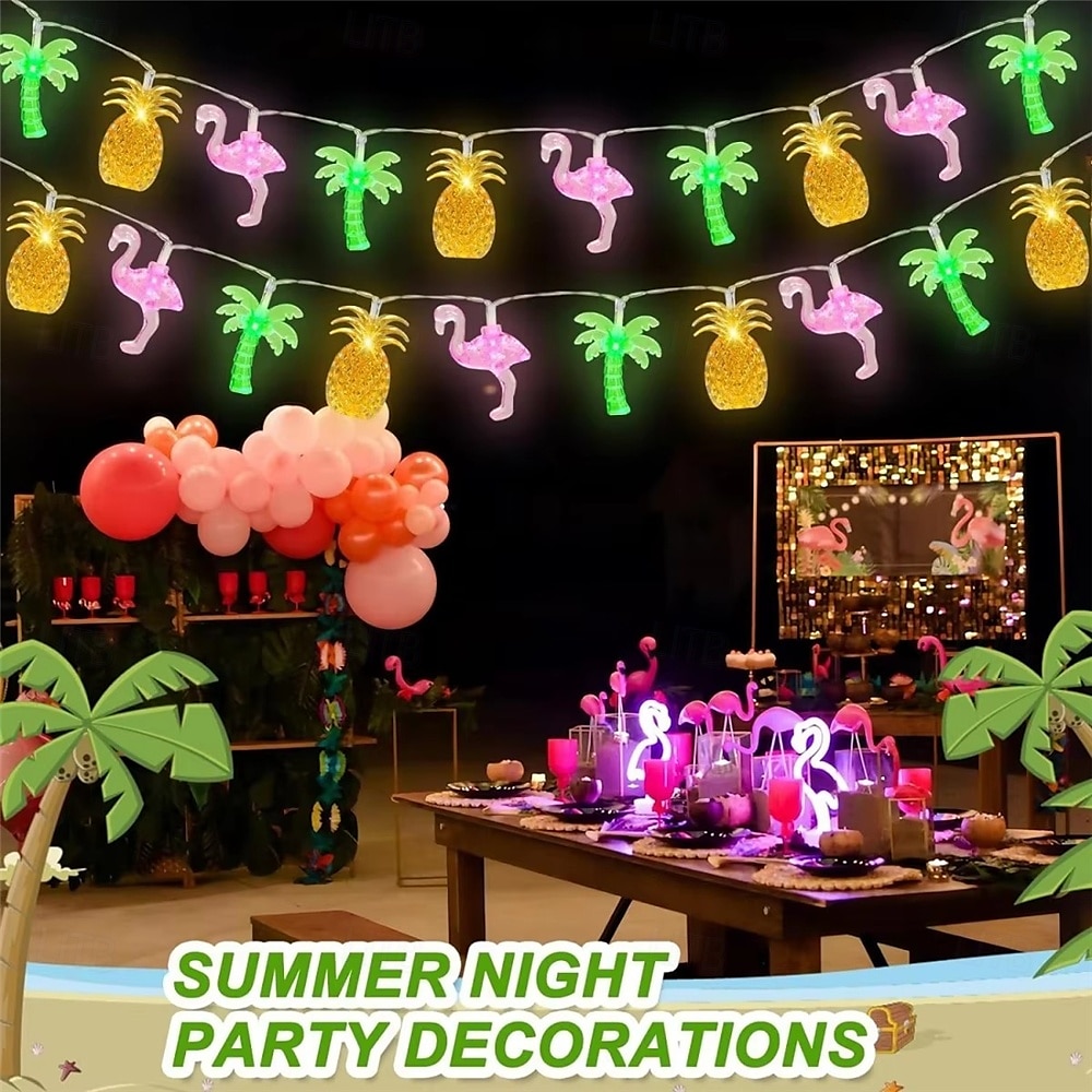 Flamingo Pineapple Palm Tree String Light Battery Powered Fruit Fairy Atmosphere Light Festival Party Decorative Light Night Light 1PC 2025 - $8.49 –P2