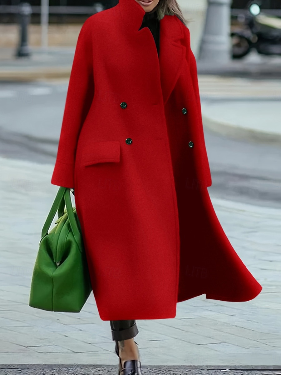 Damen Wintermantel Mantel Umhang / Umhänge Windundurchlässig warm halten Tasche Brautkleider schlicht Streetstyle Glatt Urlaub Arbeit Strasse Freizeitskleidung Einreihiger Verschluss Umlegekragen 2025 - $73.99 –P6