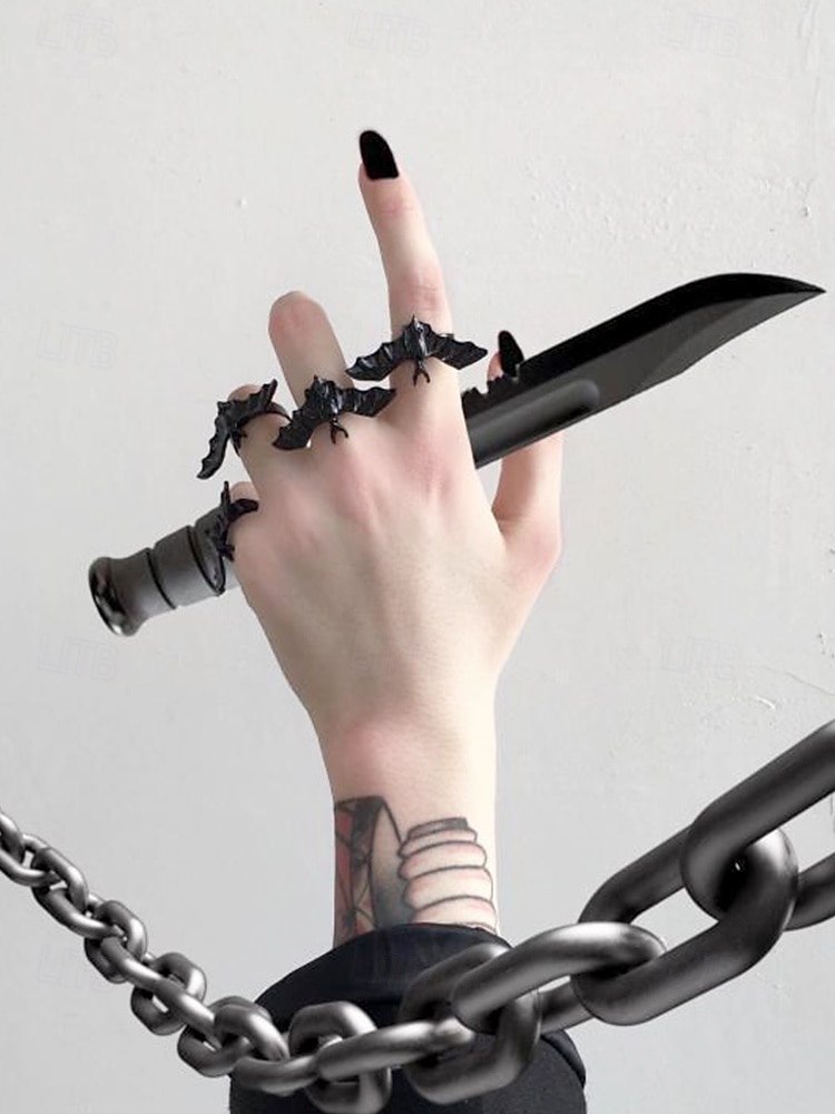 halloween svart flaggermus-ring – justerbar ring i gotisk stil for kvinner, perfekt for halloween-kostymer og cosplay 2025 - $7.99 –P3