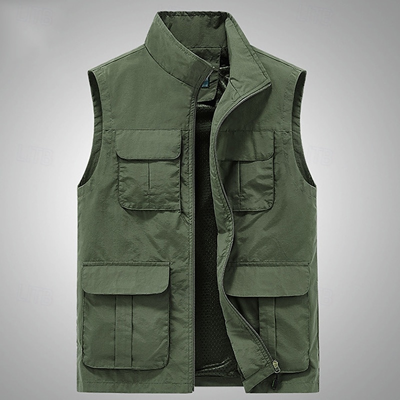 Herren Weste Angelweste Weste für Wanderer Täglich Verabredung Urlaub Modisch Brautkleider schlicht Frühling Sommer Gitter Tasche Polyester Atmungsaktiv Komfortabel Glatt Reisverschluss Ständer 2025 - $38.99 –P1