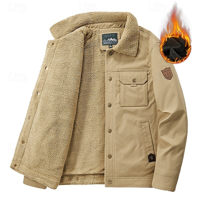 Herren Wanderjacke Fleecejacke für Wanderer Draussen warm Fleece-Futter Windbreaker-Jacke Reisen Armeegrün Khaki Dunkelblau 2025 - $56.99 –P1