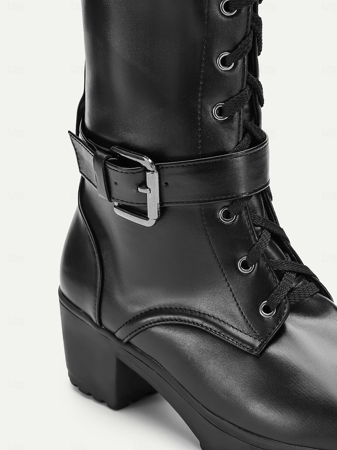 stivali da combattimento neri da donna con tasche laterali – stivali da motociclista con lacci e tacco spesso con cinturino con fibbia, perfetti per avventure all'aria aperta e street style del 2025 a $69.99 –P3