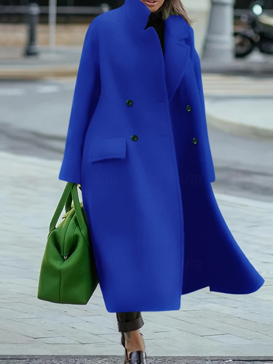Damen Wintermantel Mantel Umhang / Umhänge Windundurchlässig warm halten Tasche Brautkleider schlicht Streetstyle Glatt Urlaub Arbeit Strasse Freizeitskleidung Einreihiger Verschluss Umlegekragen 2025 - $73.99 –P11