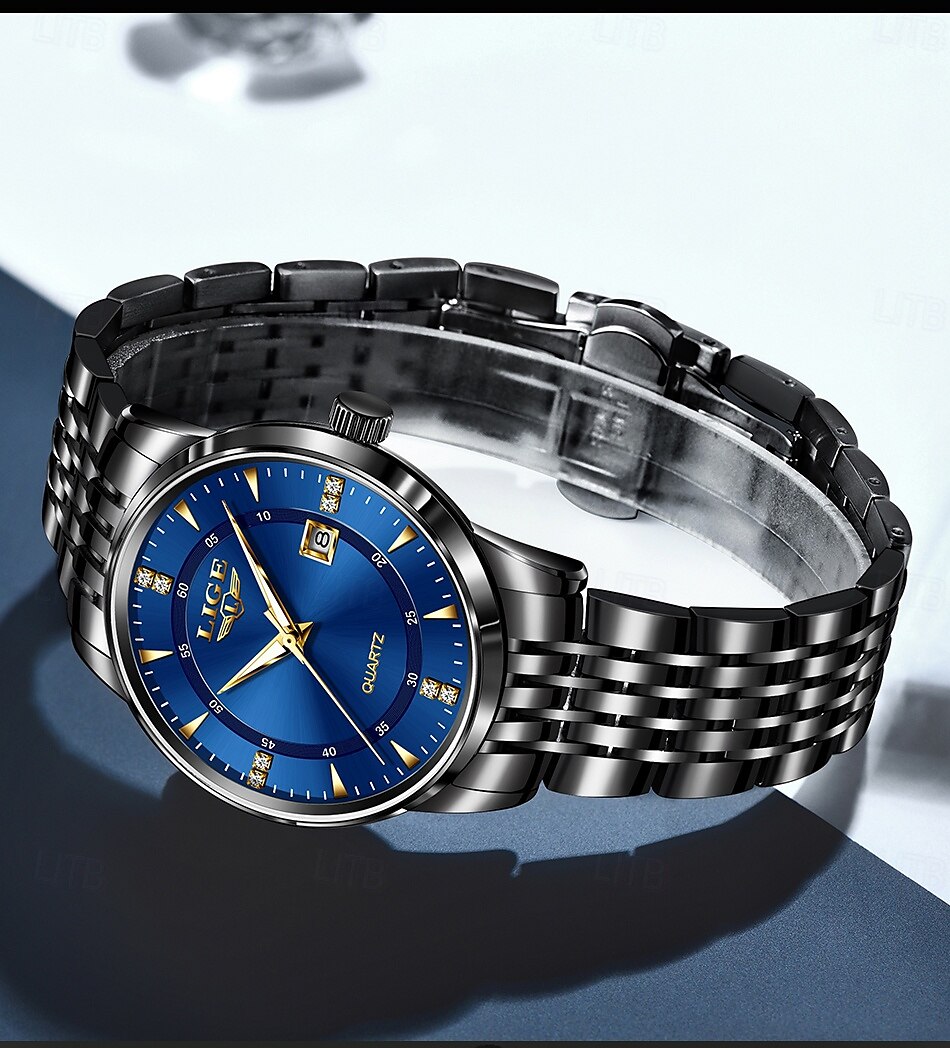LIGE Men Quartz Watch Minimalist Calendar Stainless Steel Watch 2025 - $27.99 –P9