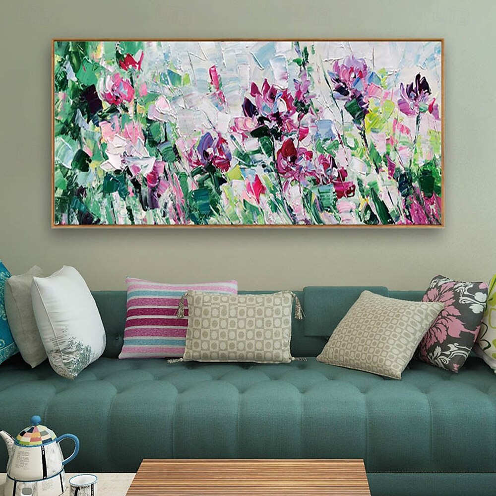 Mintura Handmade Texture Flowers Oil Paintings On Canvas Wall Art Decoration Modern Abstract Picture For Home Decor Rolled Frameless Unstretched Painting 2025 - $75.99 –P1
