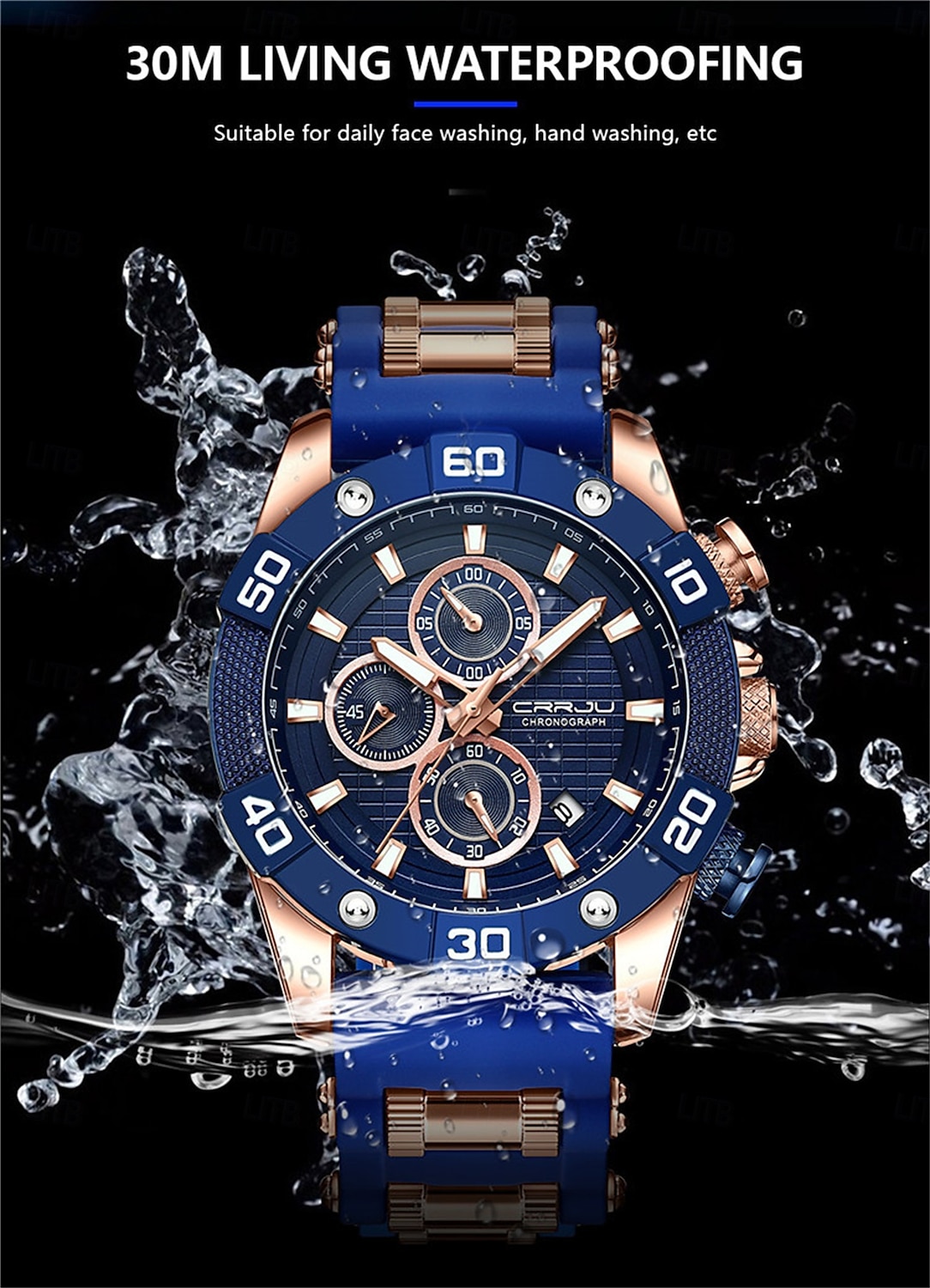 crrju herenhorloges topmerk luxe quartz siliconen band sport waterdichte klok met lichtgevend quartzhorloge 2025 - $38.99 –P5