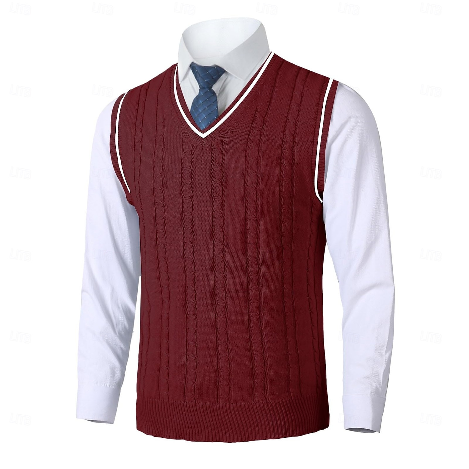 Herren Pullunder Pullover Kleid Pullover Strickpullover Gerippt Gedrehtes Stricken Standard Strick Glatt V Ausschnitt warm halten Moderne zeitgenössische Freizeitskleidung Ausgehen Bekleidung Herbst 2025 - $25.99 –P8