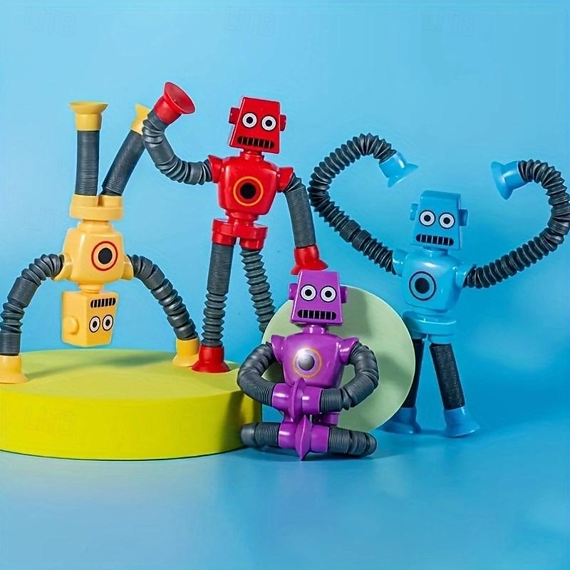 jouet de décompression de robot de dessin animé polyvalent portable à tube télescopique à faire soi-même, jouet sensoriel créatif populaire avec ventouses, décoration d'Halloween, Thanksgiving, cadeau de 2025 ? $10.49 –P6