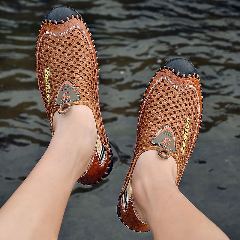 Men's Breathable Mesh Slip-On Casual Shoes – Lightweight Outdoor Walking Loafers with Hand-Stitched Detailing and Flexible Sole 2025 - $34.99 –P5